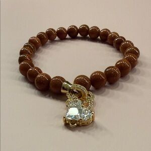 Elegant Brown Beaded Bracelet with Gold Accents